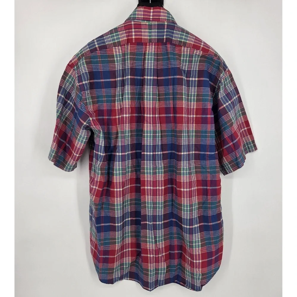 VINTAGE Polo Ralph Lauren Blake Shirt Button Down Mens Large Plaid Short Sleeve